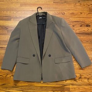 Zara Oversized double breasted khaki Blazer